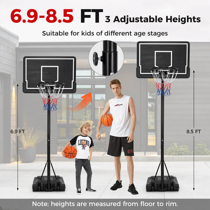 Costway 6.9-8.5 Ft Cercle De Basket-ball Exterieur Portable Avec Tableau Arriere Pc A L'epreuve