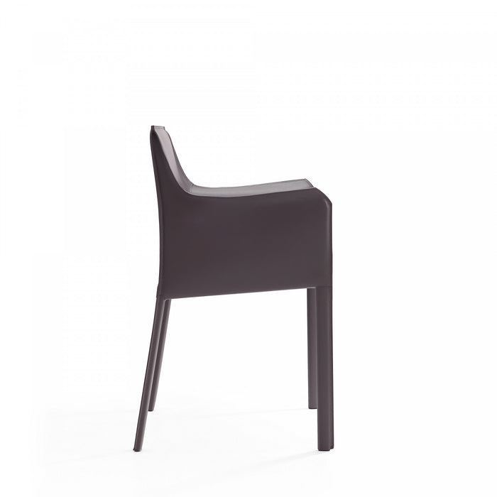 Chaise laterale moderne en cuir vegetalien gris Paris - Lot de 2