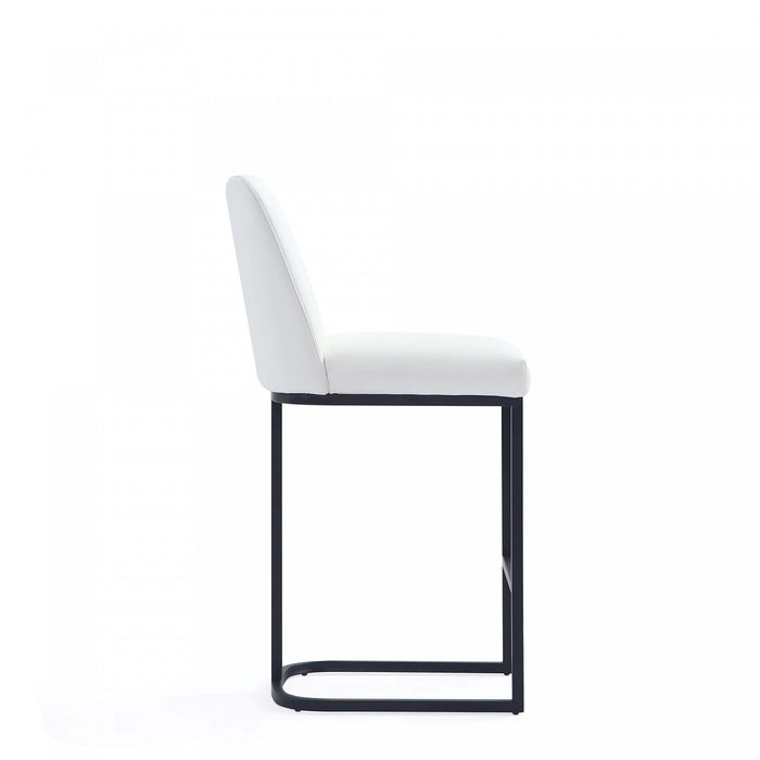 Tabouret de comptoir moderne en metal et tissu Serena, blanc - Lot de 3