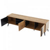 Mason TV Stand with Storage Cabinets and Open Shelving,Natural | Mason meuble TV – meuble avec placards de rangement et etageres ouvertes, finition naturelle
