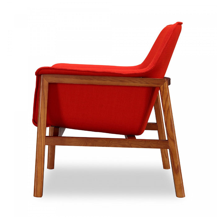 Fauteuil d’appoint Miller style milieu du siecle en tissu lin orange brule – Lot de 2
