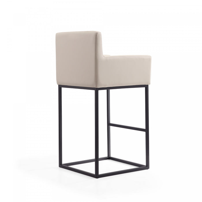 Tabouret de bar rembourre en metal style mid-century modern Ambassador, creme – Lot de 2
