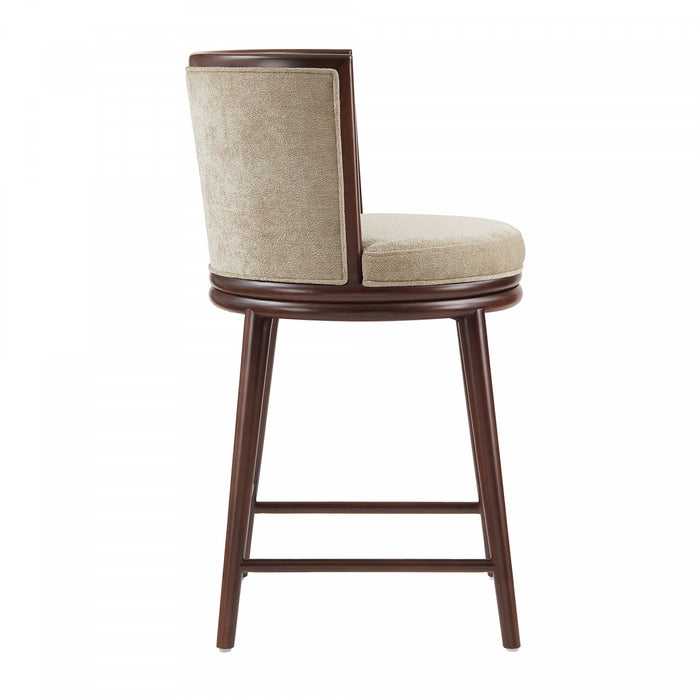 Tabouret de comptoir moderne en bois et tissu Evalyn, finition naturelle