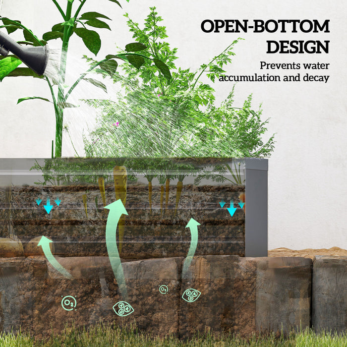 Outsunny Lit De Jardin Sureleve 8x2x1pi, Jardiniere Surelevee Galvanisee