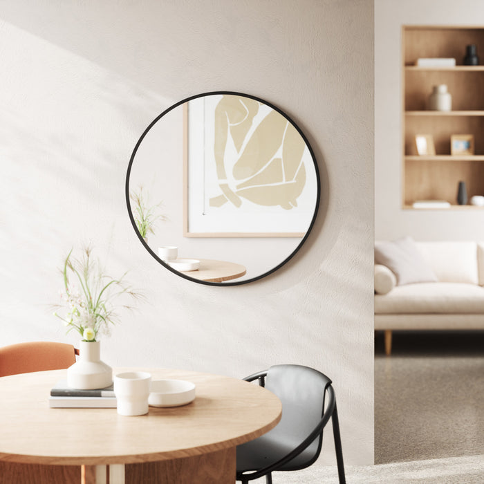 Miroir mural rond décoratif Hub de Umbra de 37 po x 37 po - noir