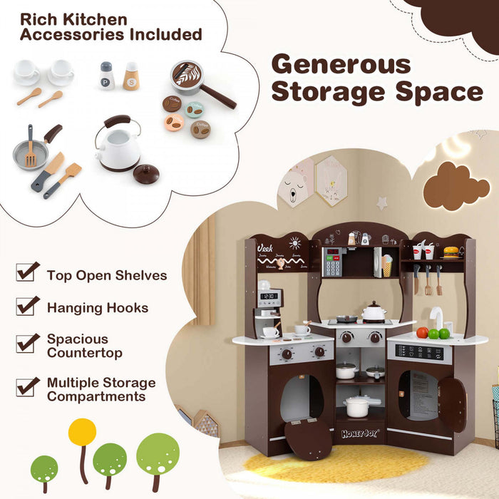 Honeyjoy Coin Cuisine Jeu Avec Machine A Cafe Four Micro-ondes Machine A Laver Marron