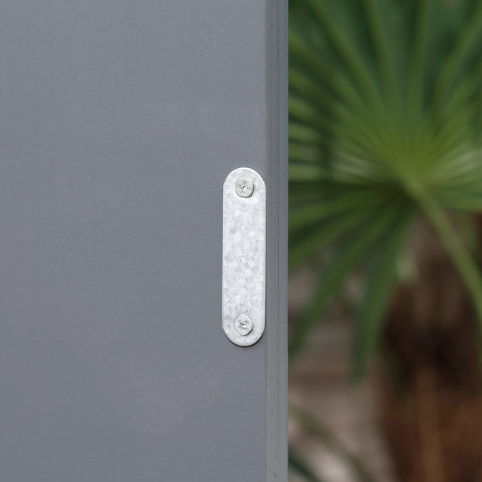Outsunny Armoire De Rangement De Jardin Avec Toit En Metal Galvanise Deux Etageres Pour Les Outils De Jardinage Ou Les Accessoires De Piscine, Gris