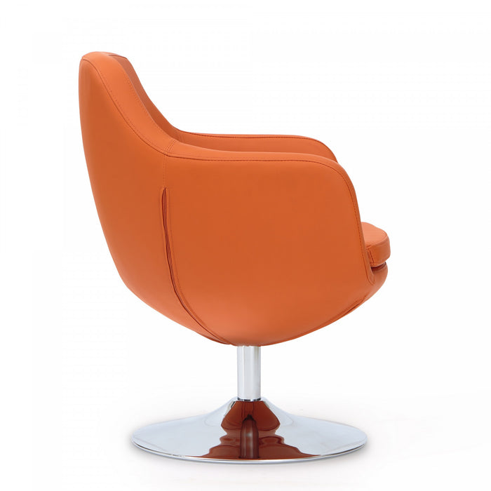 Fauteuil lounge pivotant moderne Caisson en tissu orange - Lot de 2