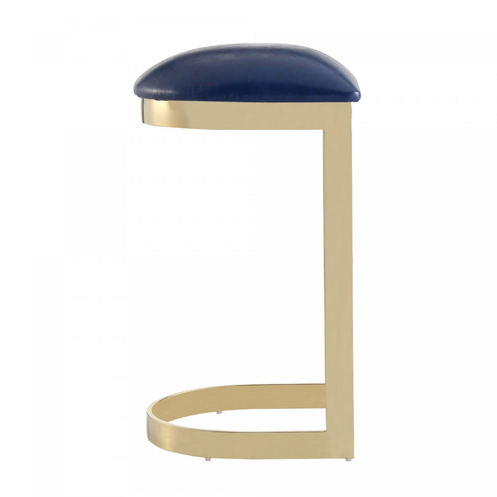 Tabouret de bar moderne en metal et tissu Aura bleu - Lot de 3