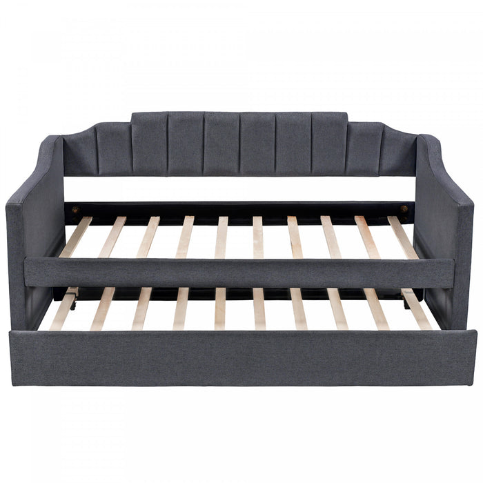 Phyllis – Lit De Jour Rembourre Avec Lit Gigogne, Format Simple, Noir