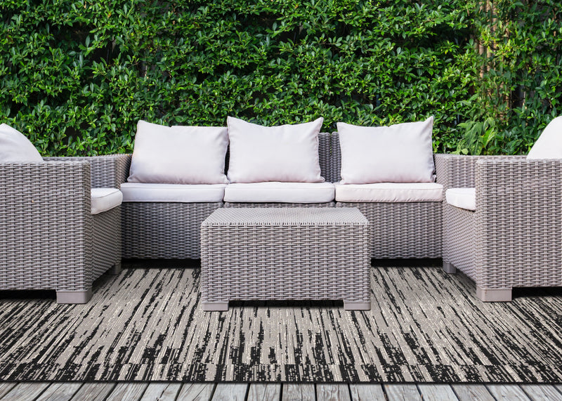 Tapis d'exterieur Jackson noir et gris vieilli, 5'3\" x 7'7\"