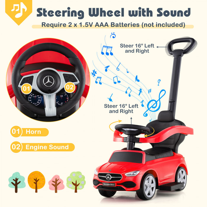Costway Kids Ride On Push Car Mercedes-benz License 3-en-1 Voiture Coulissante Rouge