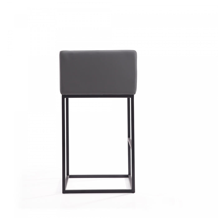 Tabouret de bar Embassy style moderne du milieu du siecle en metal et tissu gris - Lot de 2