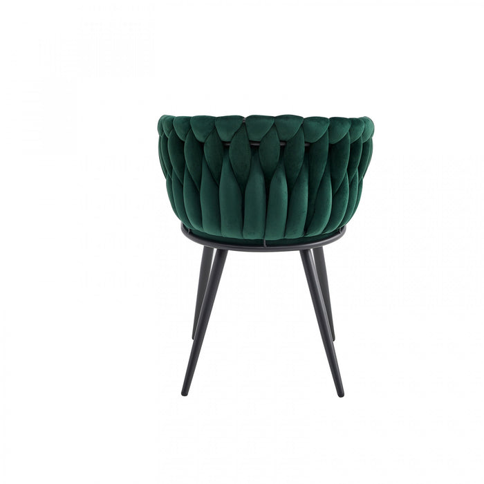 Chaise de salle à manger avec accoudoirs Hildy en velours vert (ensemble de 2)
