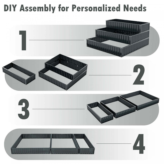 Costway 1 Pcs Lit De Jardin Eleve A 3 Niveaux, Boite De Planteur Exterieure Elevee En Metal De 47\" X 47\" X 24\" Noire