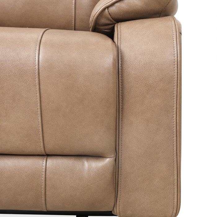 Sofa inclinable electrique Marlow de 84 po en cuir assorti avec USB/USB-C - Taupe