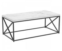 Table à café de 44 po en marbre avec métal noir