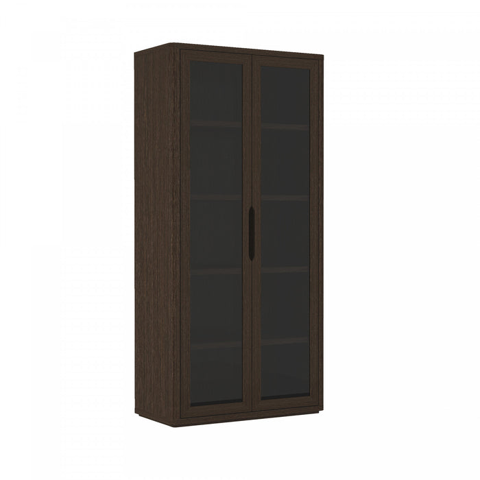 Armoire bibliotheque moderne Rivington 38\" en noyer - Ensemble de 3