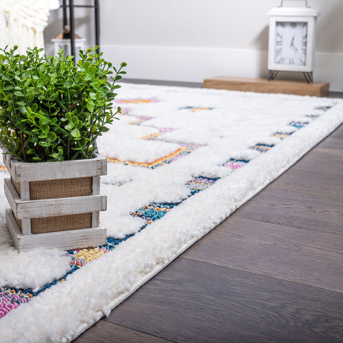 Carpette à poil long Lola à motif de couronne - 2 pi 7 po x 8 pi