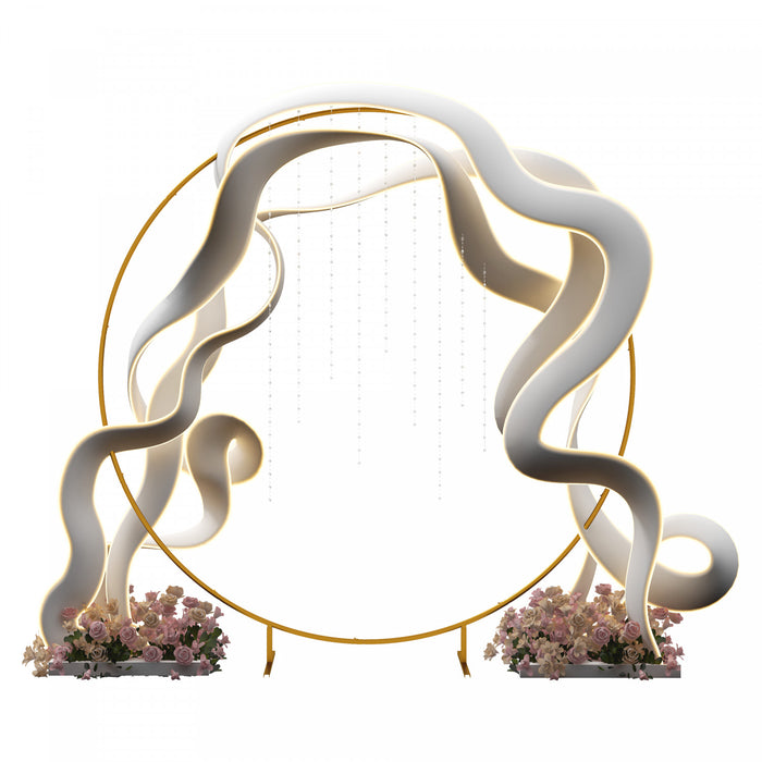 Outsunny 6.6ft Or Arc De Mariage Rond Support De Fond Pour La Fete
