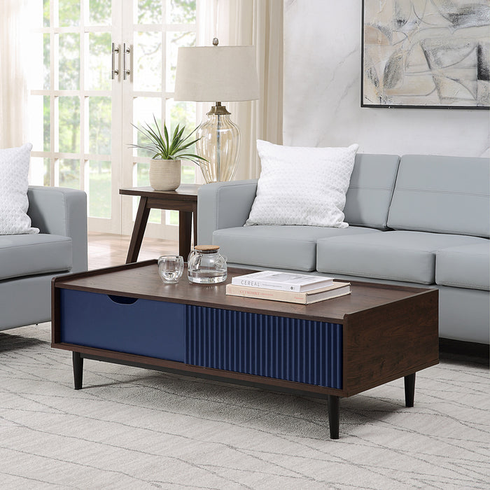 Ensemble de salon Duane style milieu du siecle, 4 pieces, bleu marine