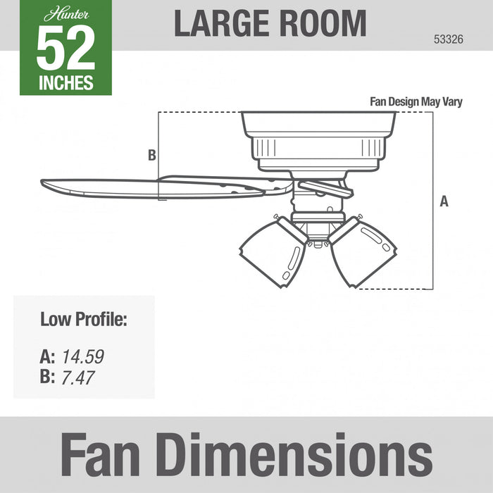 Ventilateur de plafond à profil bas du constructeur avec luminaire - Blanc