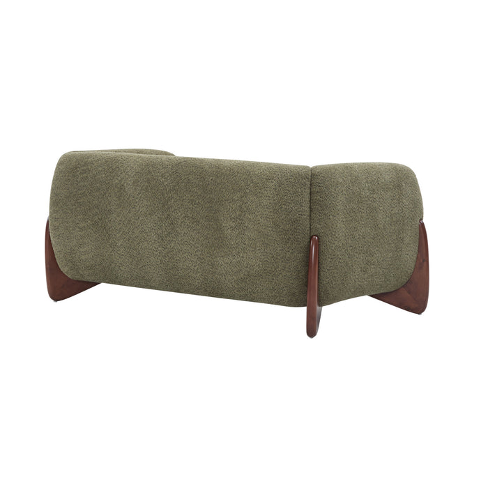 Lillian Canape deux places moderne en bois massif avec revetement en boucle, assise confortable, vert
