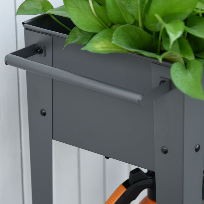 Outsunny Lit De Jardin Sureleve Outsunny 41\" X 15\" X 32\" Sureleve Avec 2 Roues, Etagere Inferieure Pour Ranger Les Outils Et Trou De Drainage De L'eau, Gris 