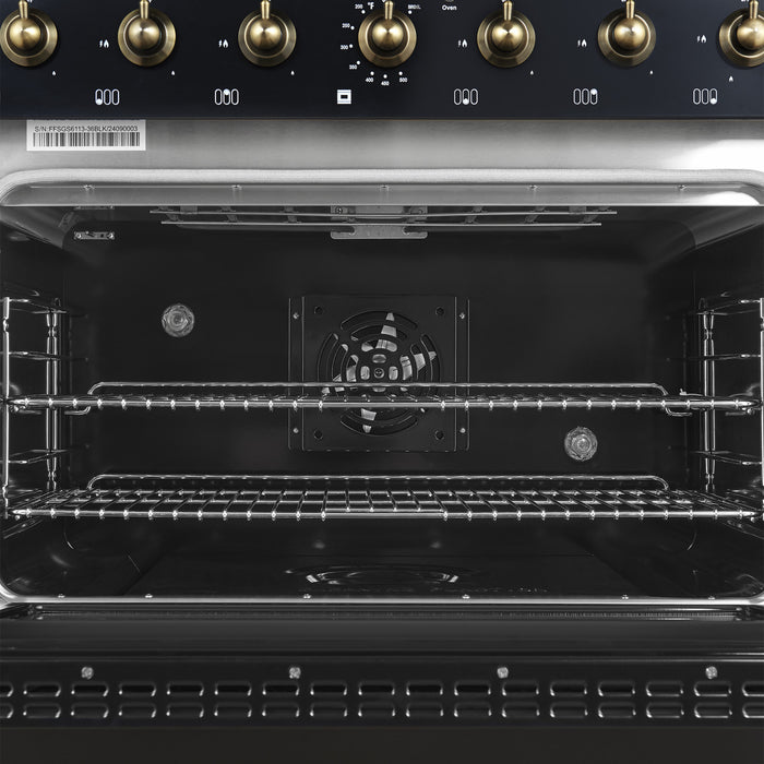 Cuisiniere a double combustible Antico 36 po , noire, 4,5 pi³ - FFSGS6113-36BLK