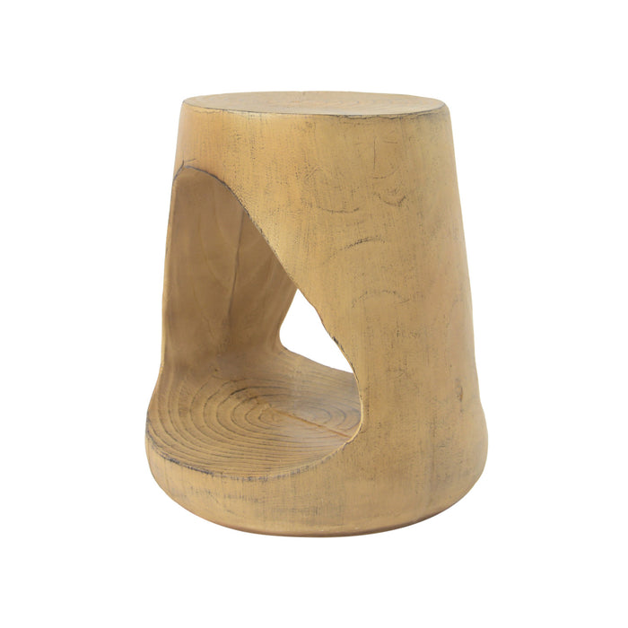 Table d'appoint rustique Elio 16,75 pouces en MGO creuse, style souche et design animalier interieur, naturel