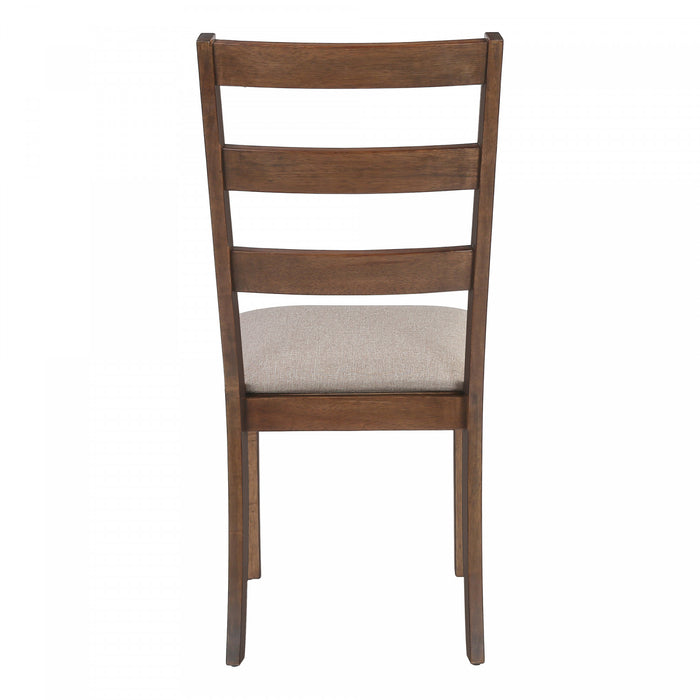 Ensemble de 2 chaises de salle à manger de style transitionnel avec tissu brun et pattes en bois noyer pour la cuisine et la salle à manger