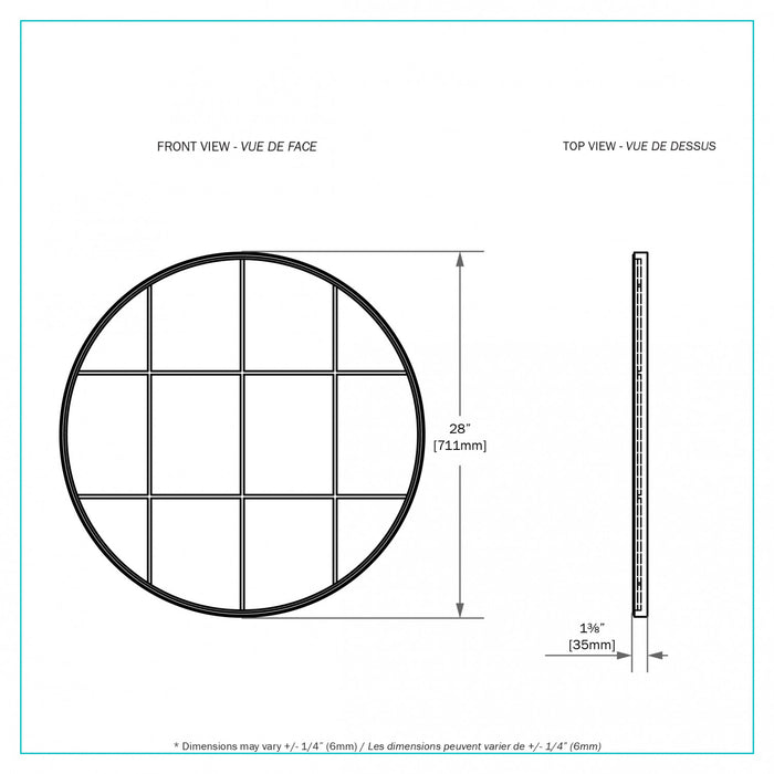 Miroir Secci de 28 po doré