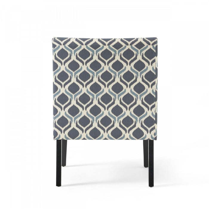 Lot De 2 Fauteuils D’appoint Oliver En Tissu aspect lin Avec Pieds En Bois D’hévéa - Bleu Et Multicolore