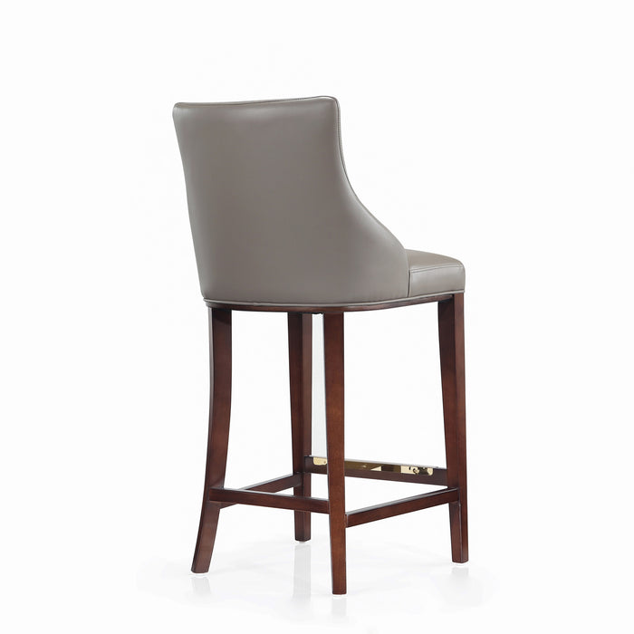 Tabouret de bar moderne en bois Shubert avec revetement en taupe fonce - Lot de 2