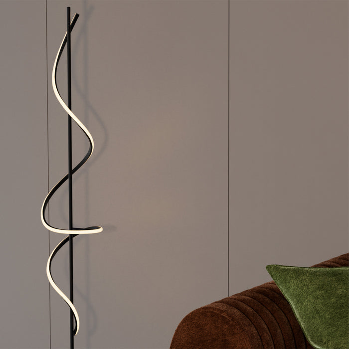 Lampe à pied à DEL de 51 po noir mat avec gradation progressive