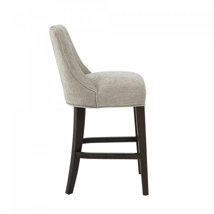 Tabouret de comptoir moderne en bois avec chenille Beever, taupe - Lot de 3