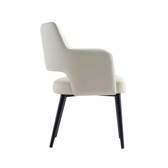 Fauteuil moderne Tremont en cuir vegetalien avec accoudoirs en metal, gris pierre - Lot de 2