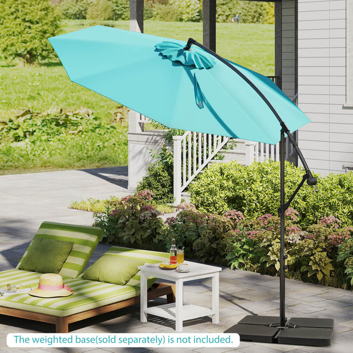 Parasol deporte Costway 10 FT avec reglage d'inclinaison facile, base croisee, haut ventile, turquoise