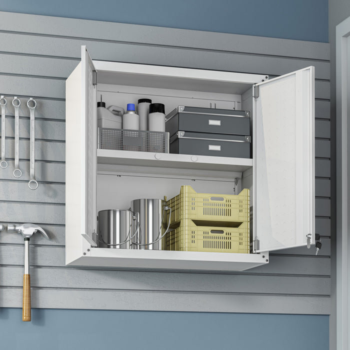 Armoire de garage flottante Fortress Modern 30\" en blanc - Lot de 2