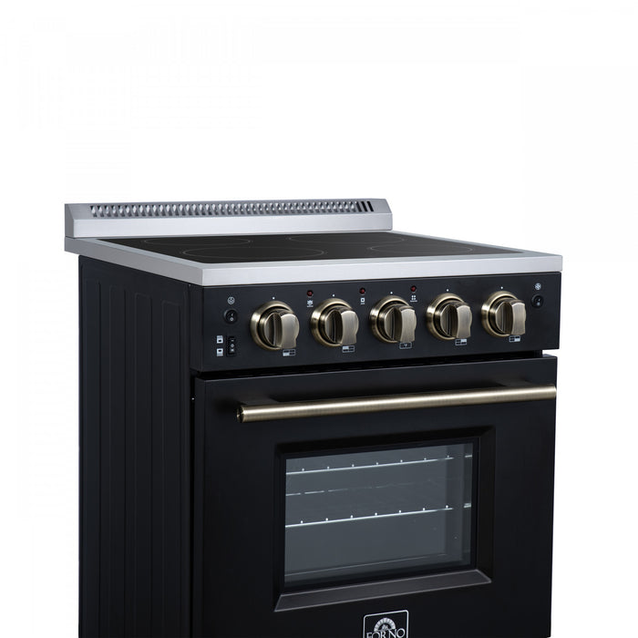 Cuisiniere electrique Loiano de 24 po en noir, 2,3 pi³ avec tiroir de rangement - FFSEL6099-24BLK