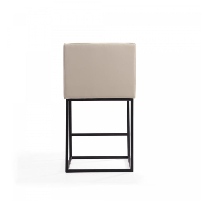 Tabouret de comptoir rembourre en metal style mid-century modern Ambassador, creme - Lot de 2