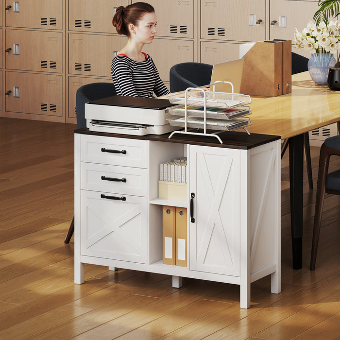 HOMCOM Classeur Lateral avec Tiroirs, Blanc