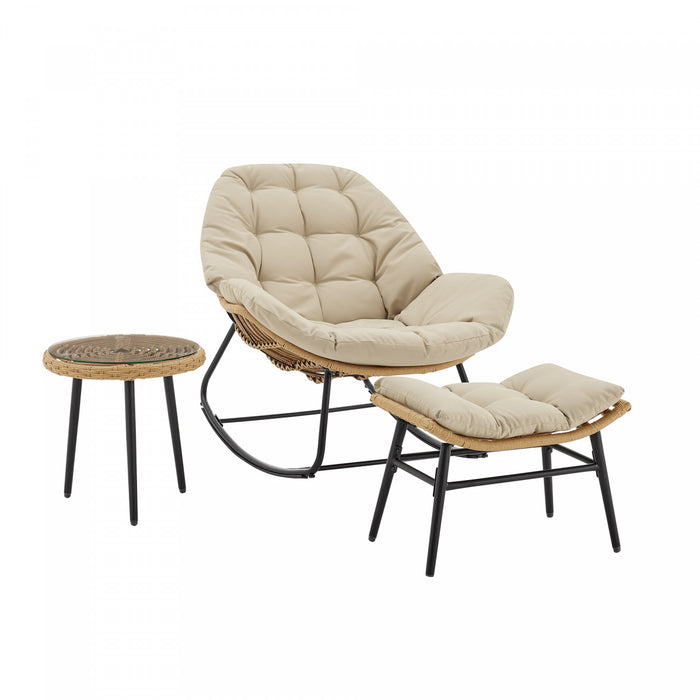 Ensemble moderne Benson de 3 fauteuils lounge en creme - Lot de 6