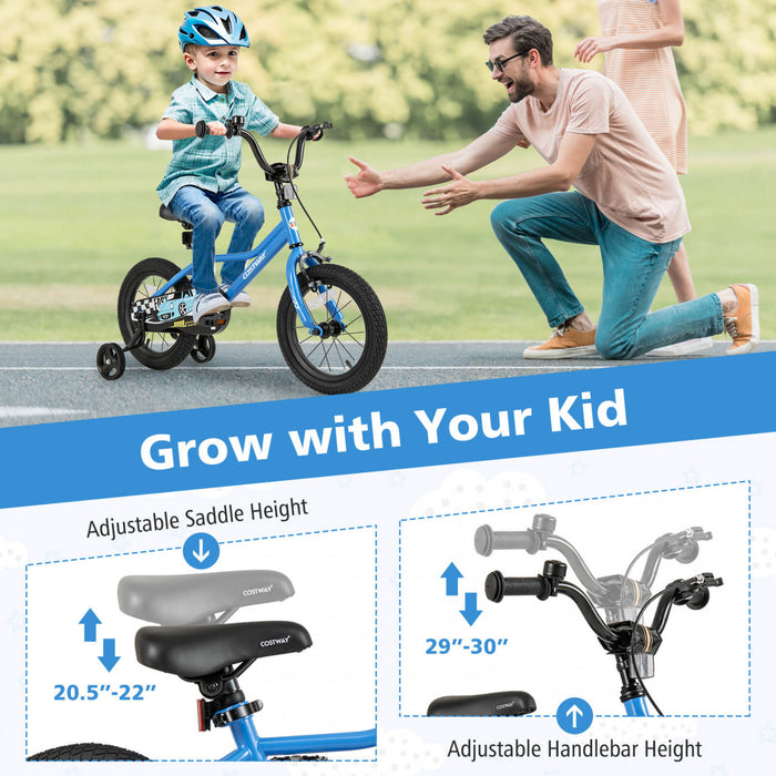 Costway 14\" Velo D'entrainement Pour Enfants Avec Roues D'entrainement Amovibles Pneumatiques Navy