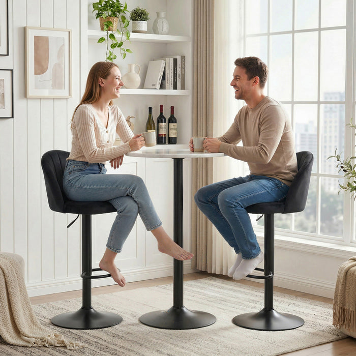 HOMCOM Lot de 2 Tabourets de Bar, Tabourets Pivotants Reglables en Hauteur, Noir
