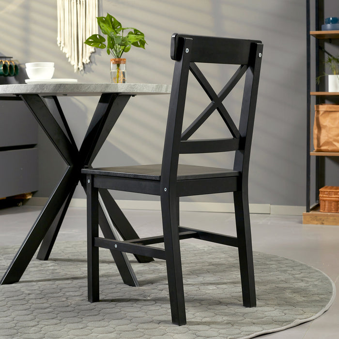 HOMCOM Lot de 2 chaises de salle a manger en bois avec dossier croise