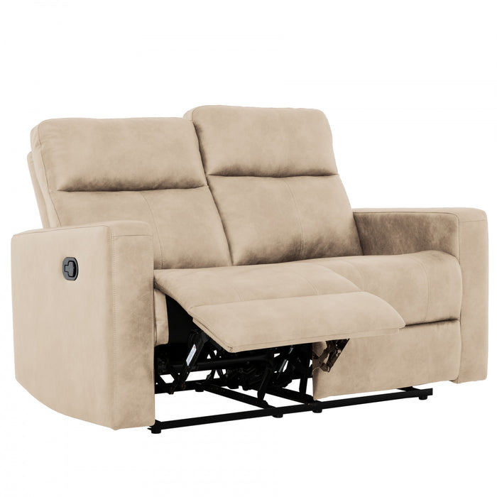 Causeuse inclinable manuelle Denton de 57 po en similicuir - Taupe