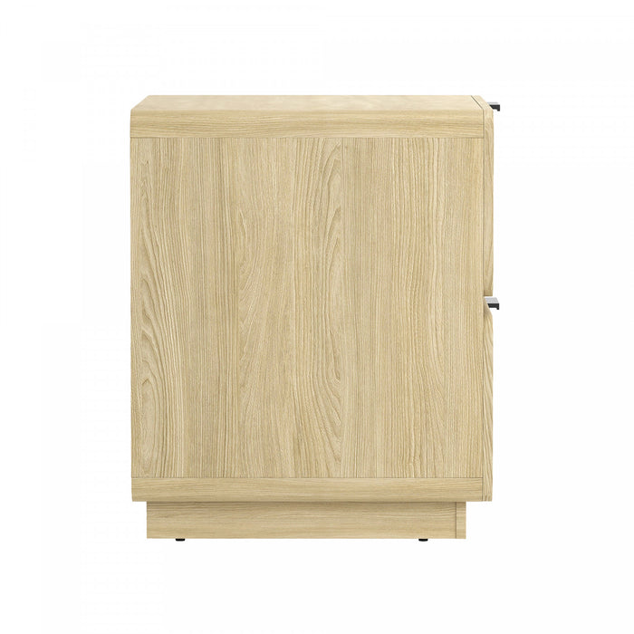 Table de nuit contemporaine moderne Chrystie 66 cm en naturel (2 tiroirs) - Lot de 2