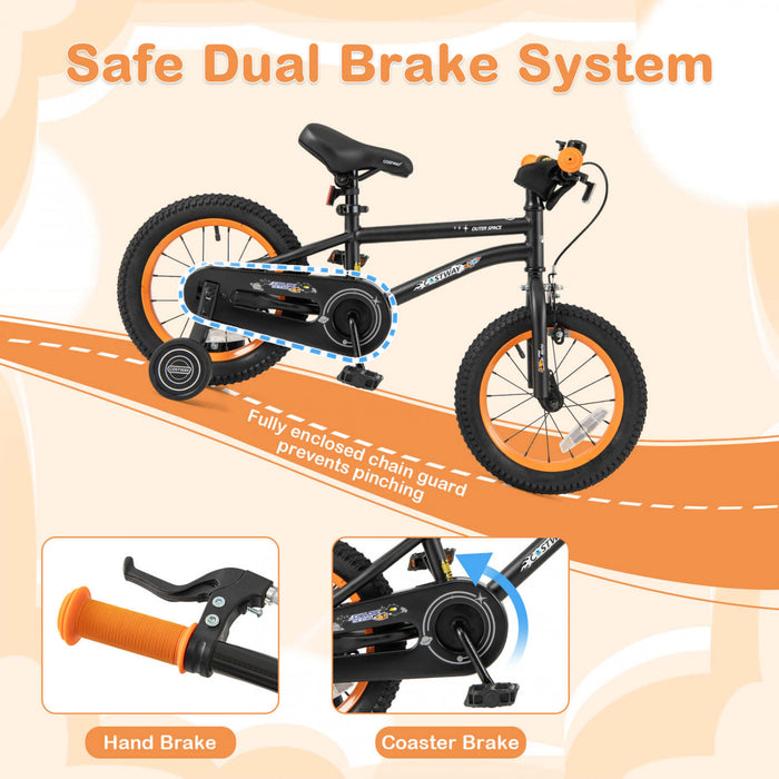 Velo Costway 14 Pouces Pour Enfants De 3 A 5 Ans Avec Selle Reglable Et Guidon Antiderapant Noir