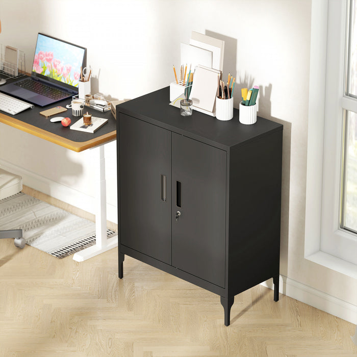 HOMCOM Armoire de rangement metallique avec serrure, armoire en acier, noir